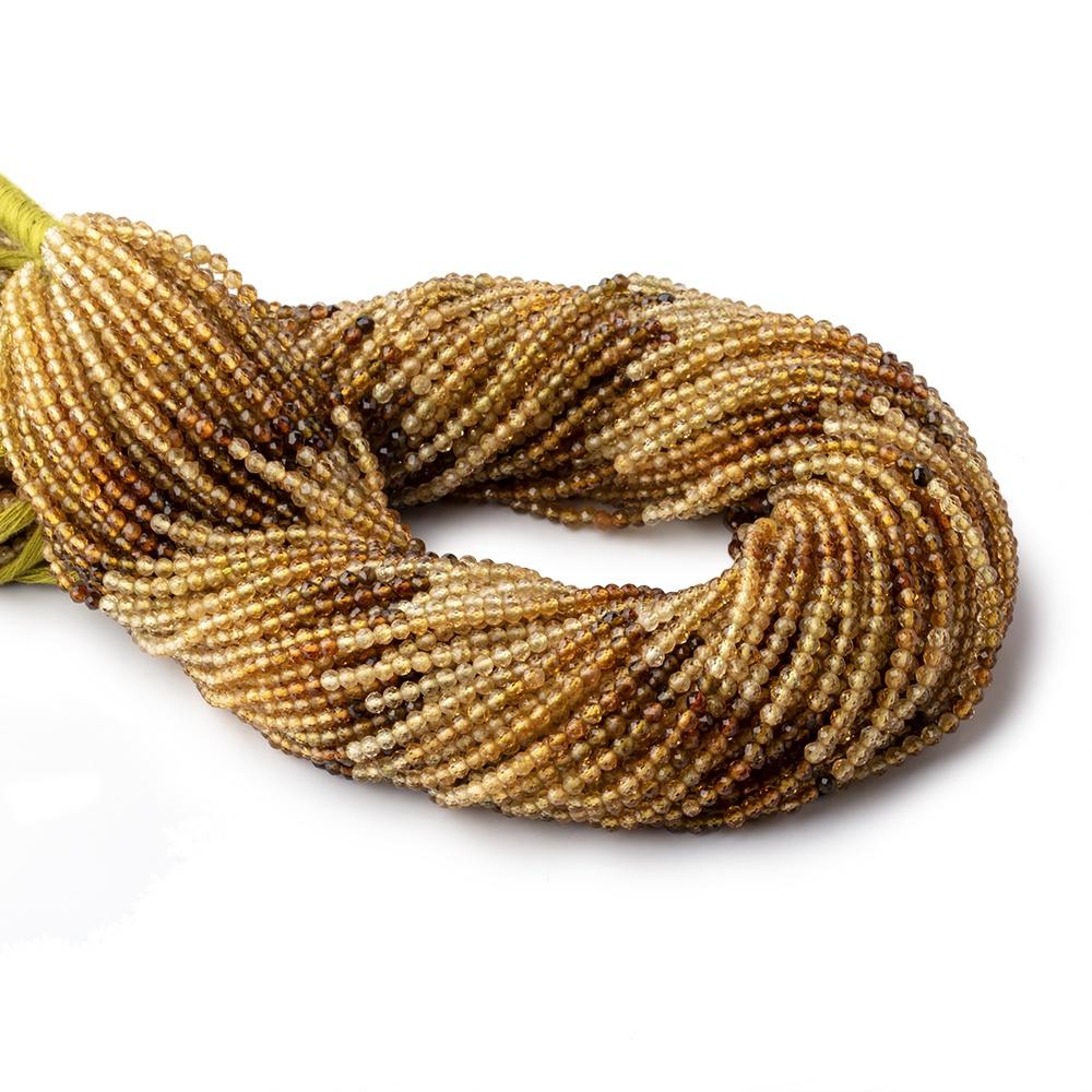 2.5mm Golden Multi Color Tourmaline Micro Faceted Rounds 12.5 inch 139 Beads AAA