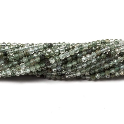 2.5mm Green Tourmalinated Quartz Micro faceted rondelles 13 inch 155 beads