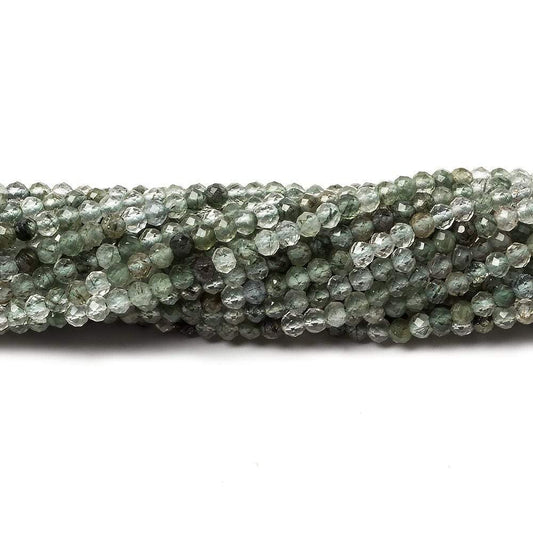 2.5mm Green Tourmalinated Quartz Micro faceted rondelles 13 inch 155 beads