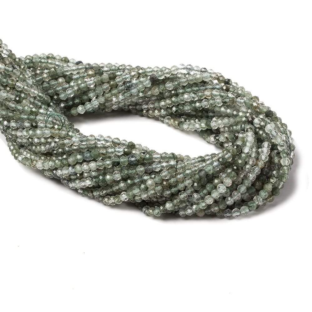 2.5mm Green Tourmalinated Quartz Micro faceted rondelles 13 inch 155 beads