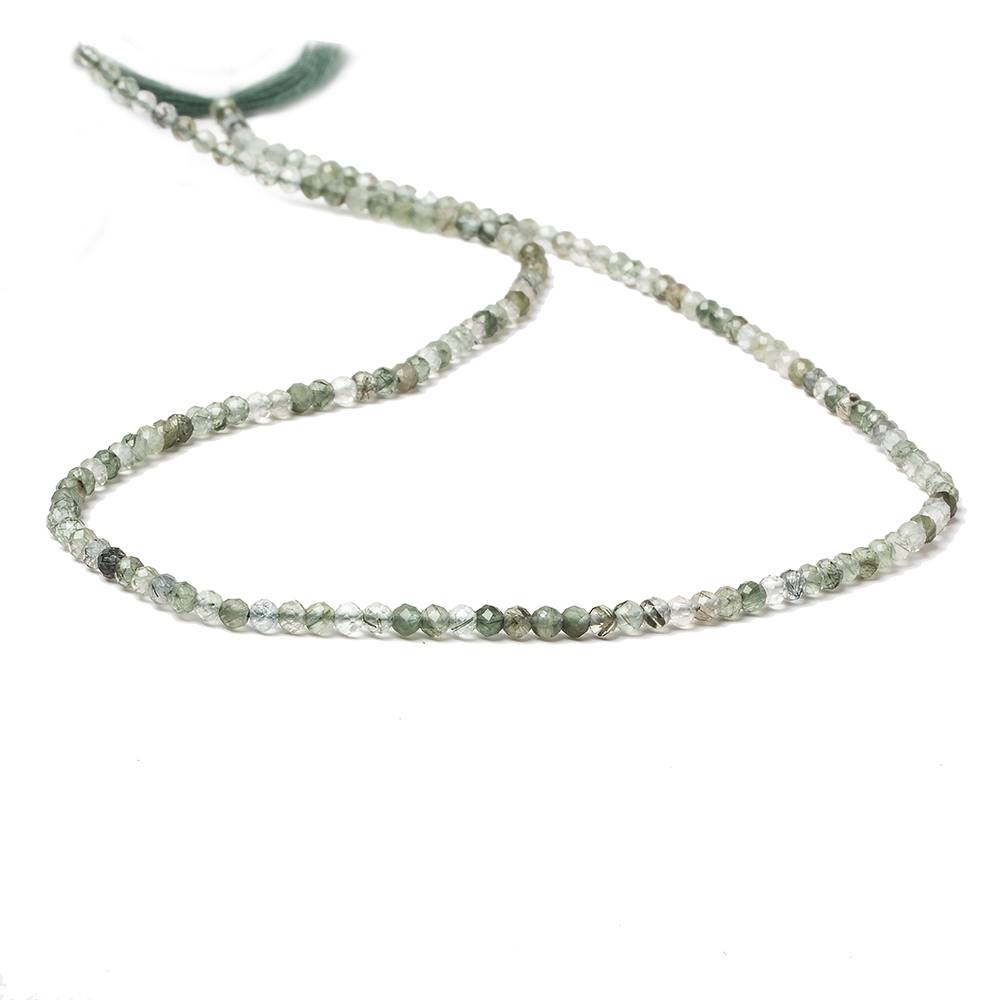 2.5mm Green Tourmalinated Quartz Micro faceted rondelles 13 inch 155 beads