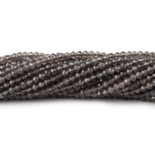 2.5mm Light Grey Moonstone micro faceted rondelles 13 inch 175 beads