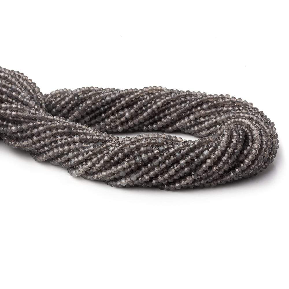 2.5mm Light Grey Moonstone micro faceted rondelles 13 inch 175 beads