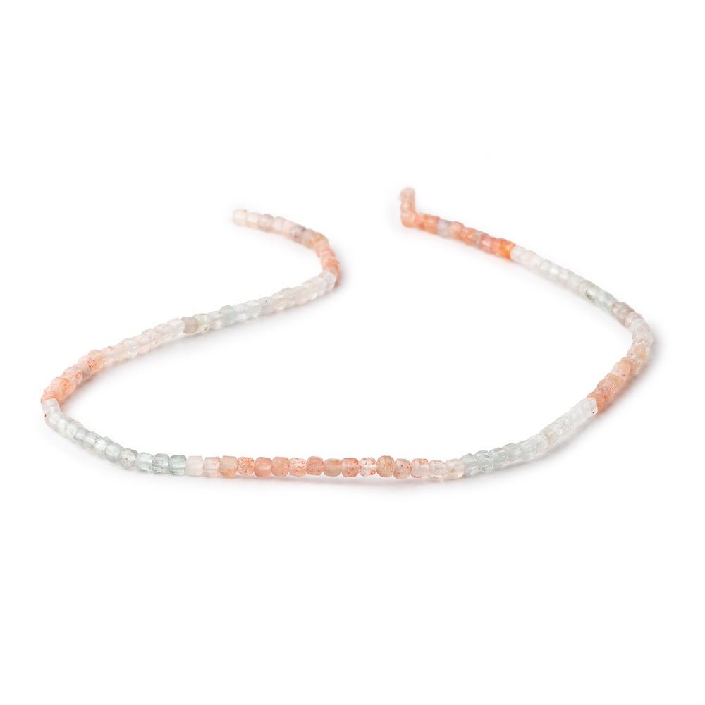 2.5mm Madagascar Sunstone Micro Faceted Cube Beads 12.5 inch 126 pieces