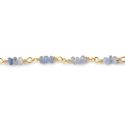2.5mm Matte Blue Sapphire Plain Rondelle Trio on Vermeil Chain by the Foot 87 Beads