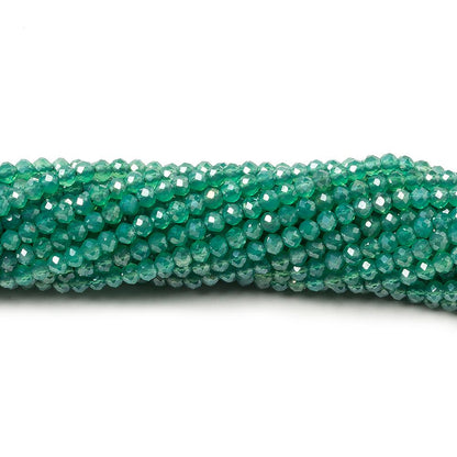 2.5mm Metallic Green Onyx Micro faceted rondelle beads 13 inch 150 pieces
