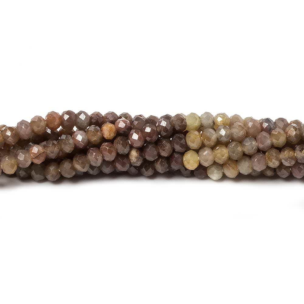 2.5mm Multi Chocolate Sapphire Micro Faceted rondelle beads 13 inch 160 pcs