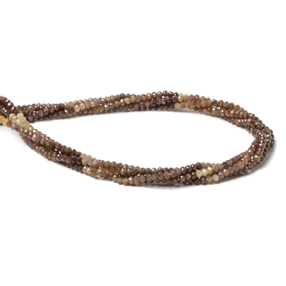 2.5mm Multi Chocolate Sapphire Micro Faceted rondelle beads 13 inch 160 pcs