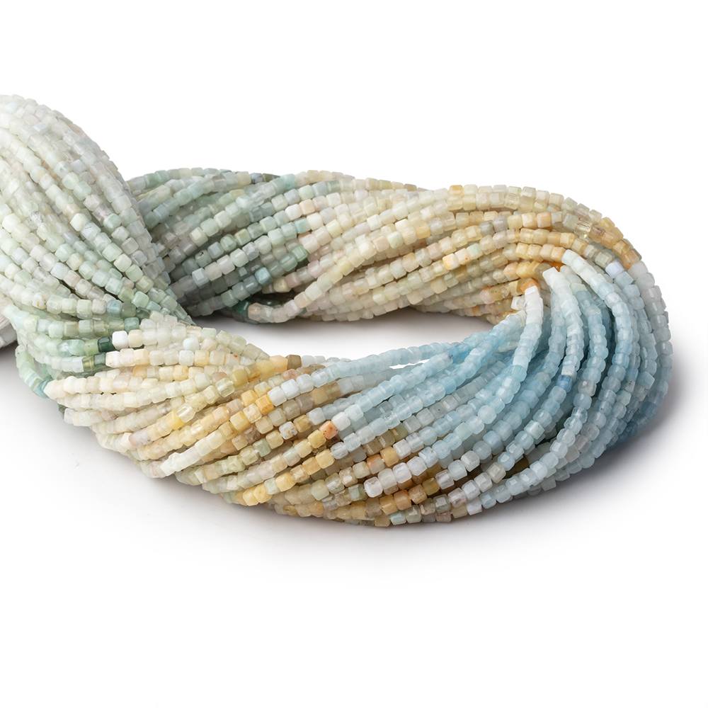 2.5mm Multi Color Beryl Micro Faceted Cube Beads 12.5 inch 128 pieces