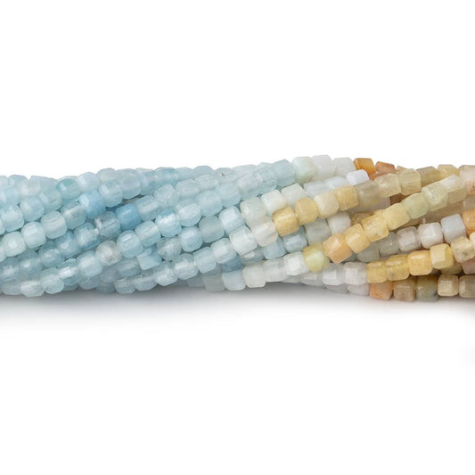 2.5mm Multi Color Beryl Micro Faceted Cube Beads 12.5 inch 128 pieces