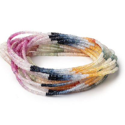 2.5mm Multi Color Fancy Sapphire Faceted Rondelle Beads 16 inch 368 pieces