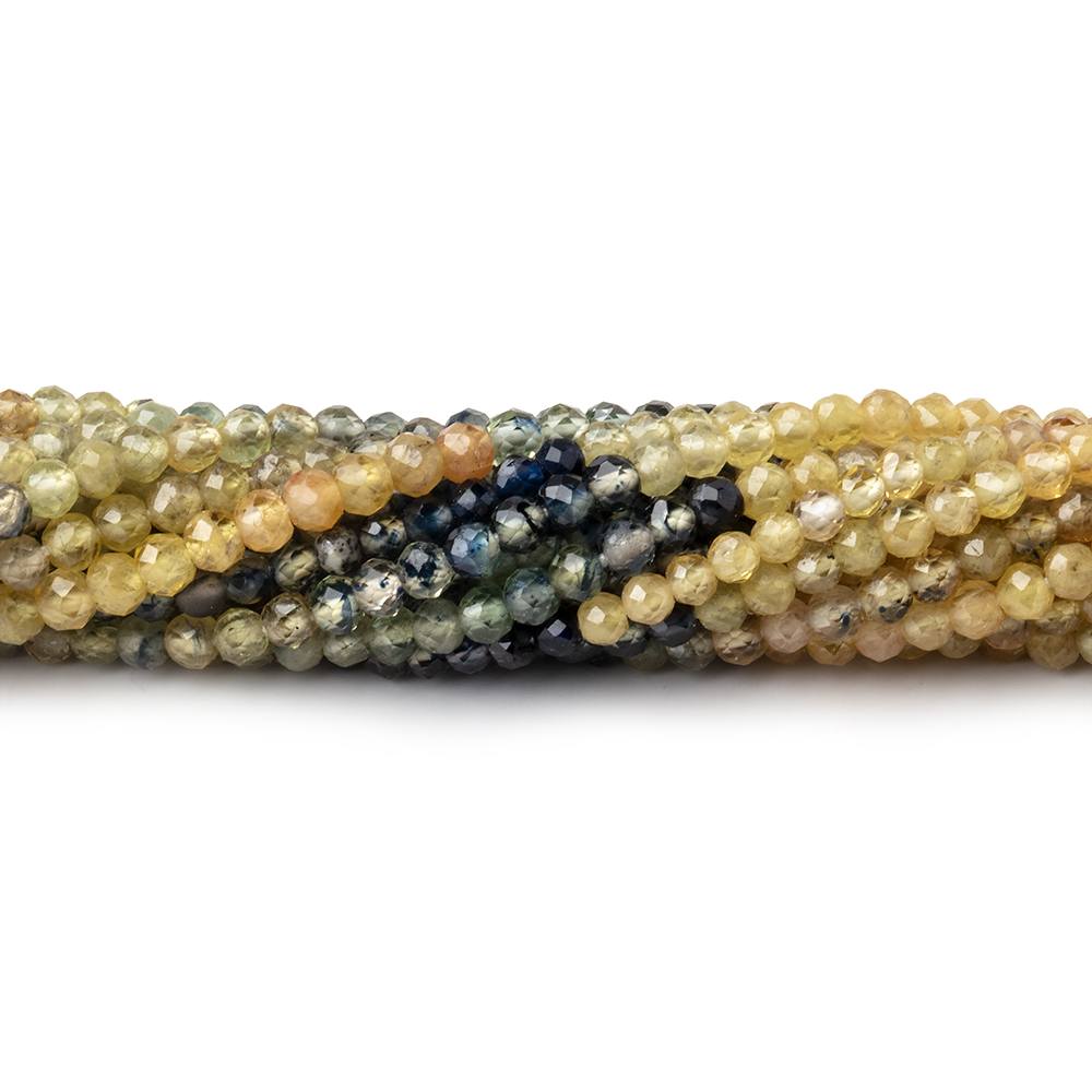 2.5mm Multi Color Fancy Sapphire Micro Faceted Rondelles 12.5 inch 142 beads AA