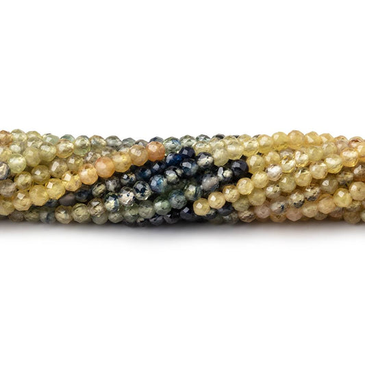 2.5mm Multi Color Fancy Sapphire Micro Faceted Rondelles 12.5 inch 142 beads AA