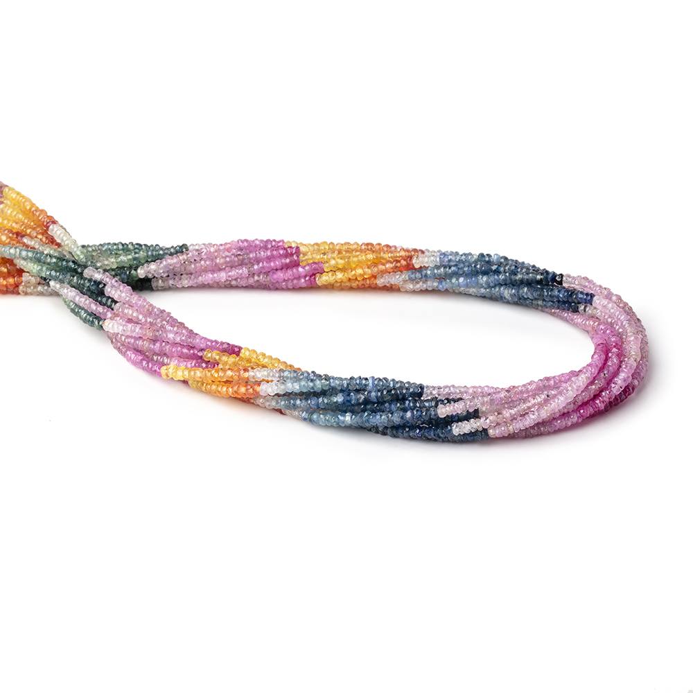 2.5mm Multi Color Sapphire Faceted Rondelle Beads 15.5 inch 300 pieces