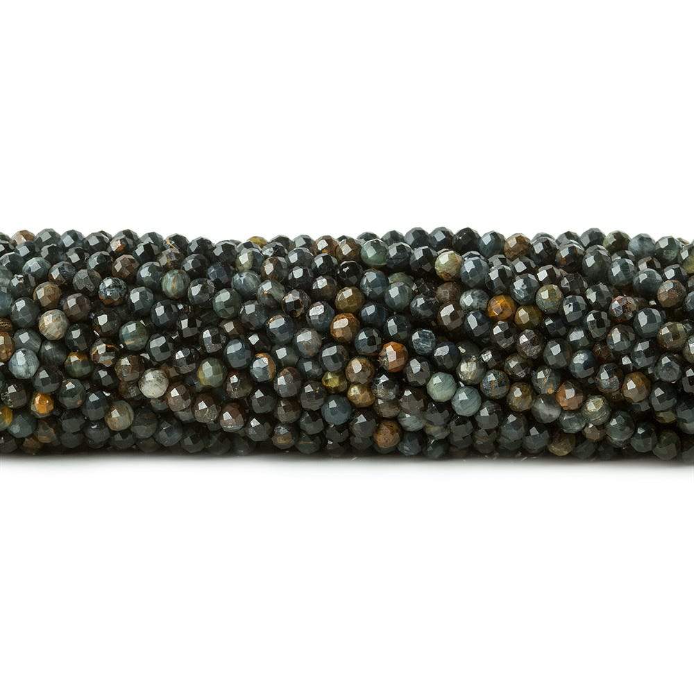 2.5mm Multi Color Tiger's Eye & Tiger Iron microfaceted round beads 13 inch 140 pieces