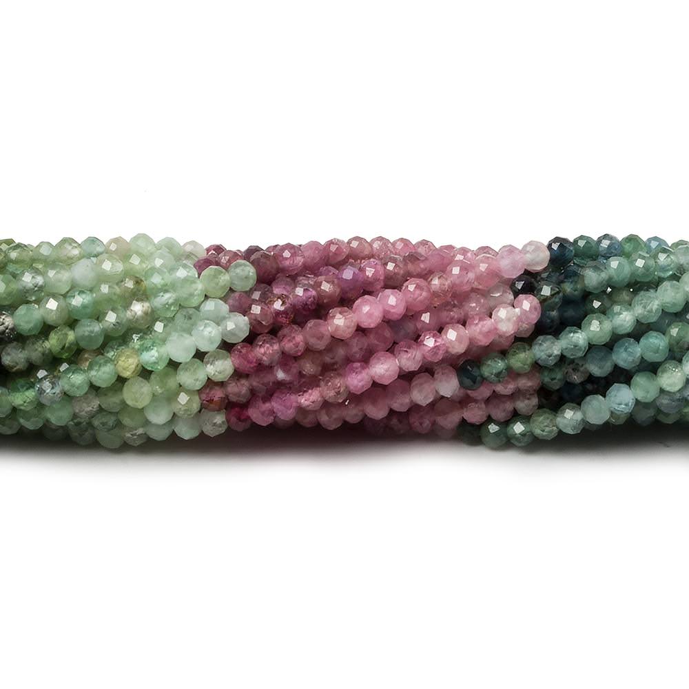 2.5mm Multi Color Tourmaline micro faceted rondelle beads 12.5 inch 178 pieces