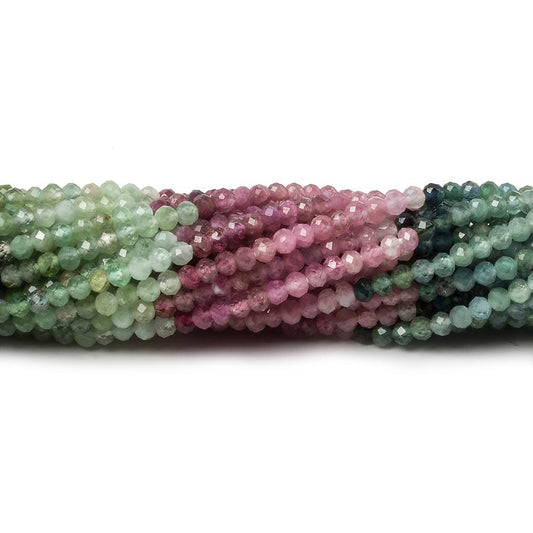 2.5mm Multi Color Tourmaline micro faceted rondelle beads 12.5 inch 178 pieces