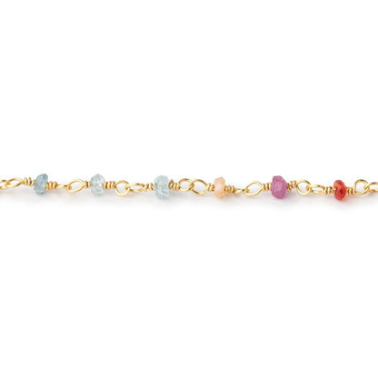 2.5mm Multi Gemstone Faceted Rondelles on Vermeil Chain