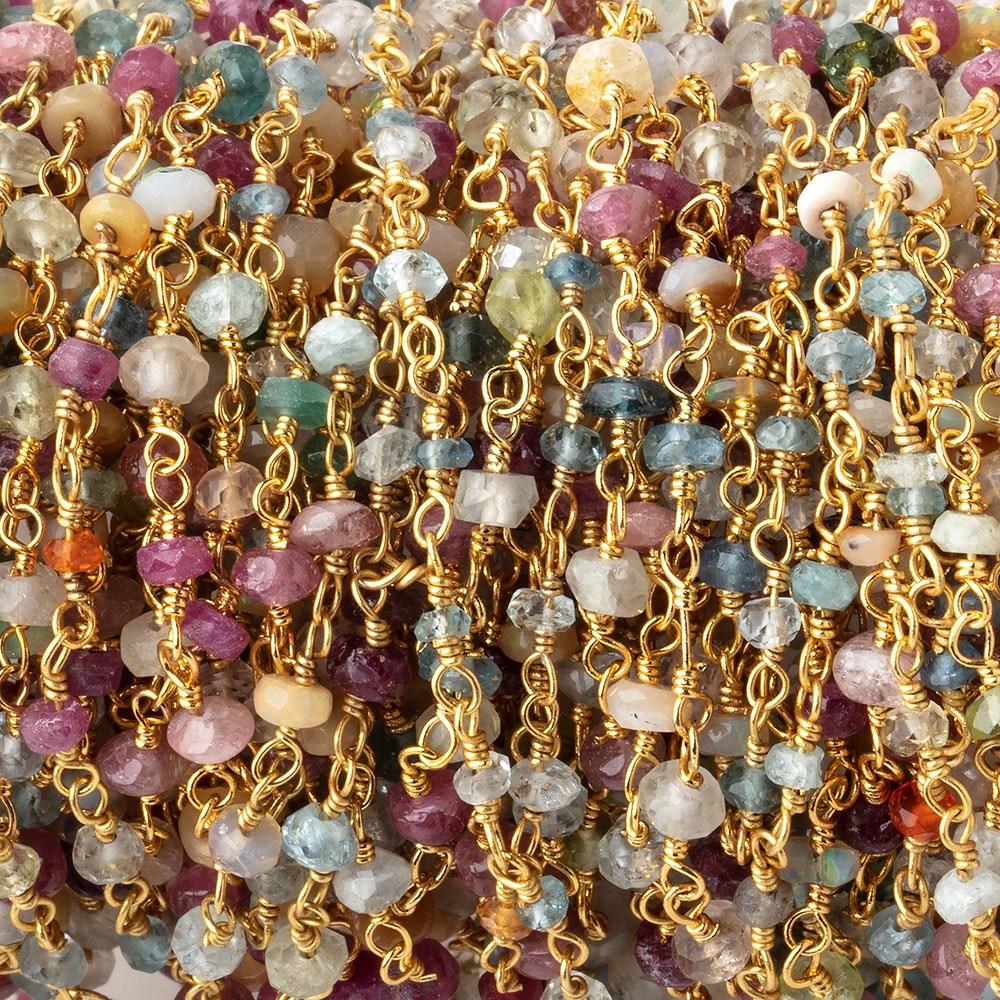 2.5mm Multi Gemstone Faceted Rondelles on Vermeil Chain