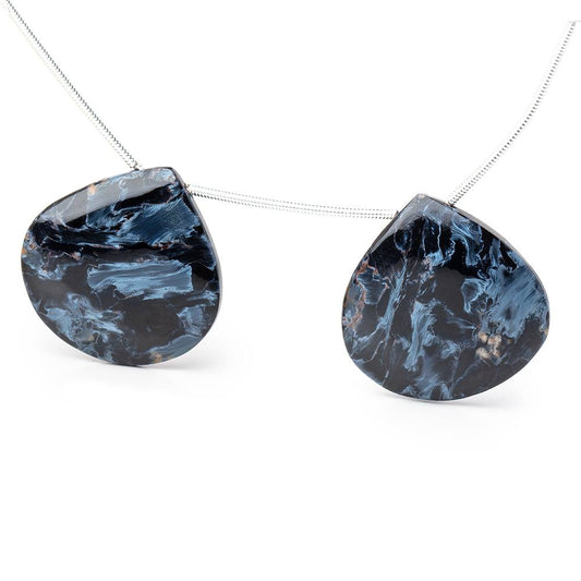 25mm Pietersite Plain Heart Focal Beads Set of 2