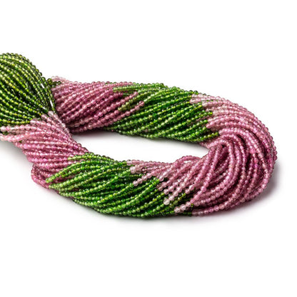 2.5mm Pink & Green Tourmaline Micro Faceted Round Beads 12.5 inch 160 pieces