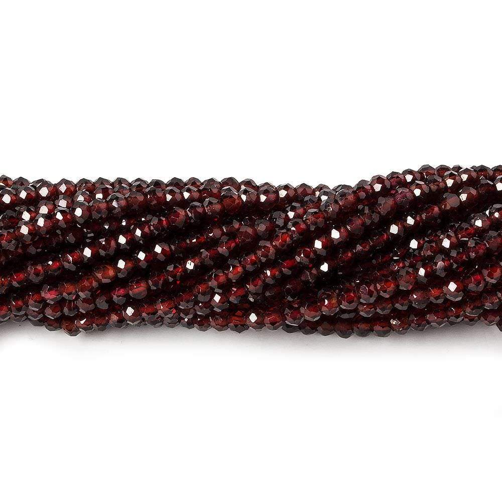 2.5mm Pyrope Garnet micro faceted rondelles 13 inch 180 beads