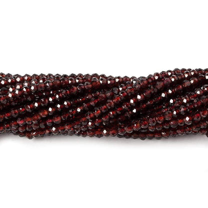 2.5mm Pyrope Garnet micro faceted rondelles 13 inch 180 beads