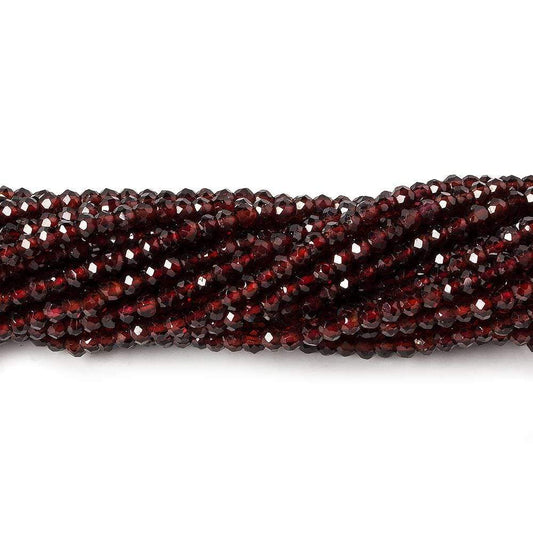 2.5mm Pyrope Garnet micro faceted rondelles 13 inch 180 beads