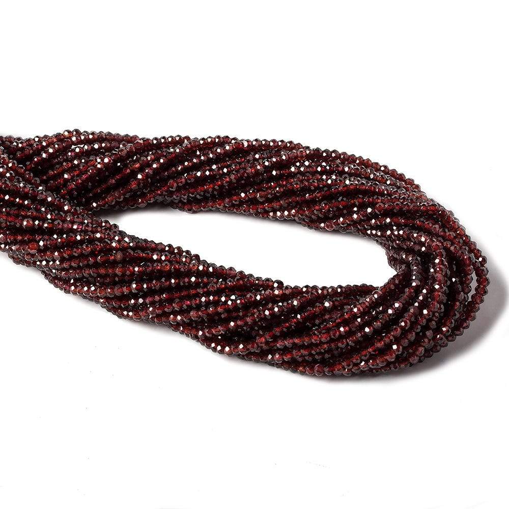 2.5mm Pyrope Garnet micro faceted rondelles 13 inch 180 beads