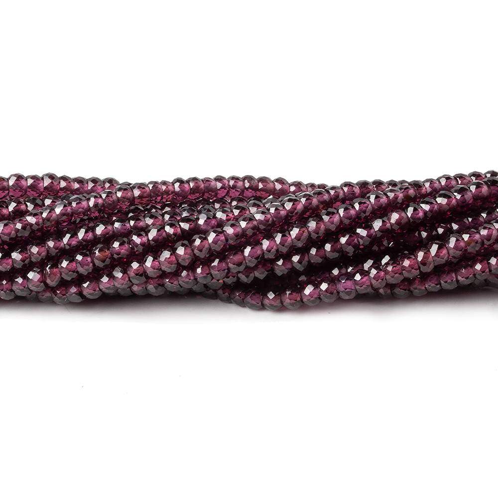 2.5mm Rhodolite Garnet Micro Faceted Rondelle Beads 14 inches 208 pcs AAA