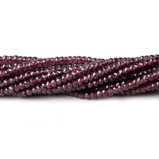 2.5mm Rhodolite Garnet Micro Faceted Rondelle Beads 14 inches 208 pcs AAA