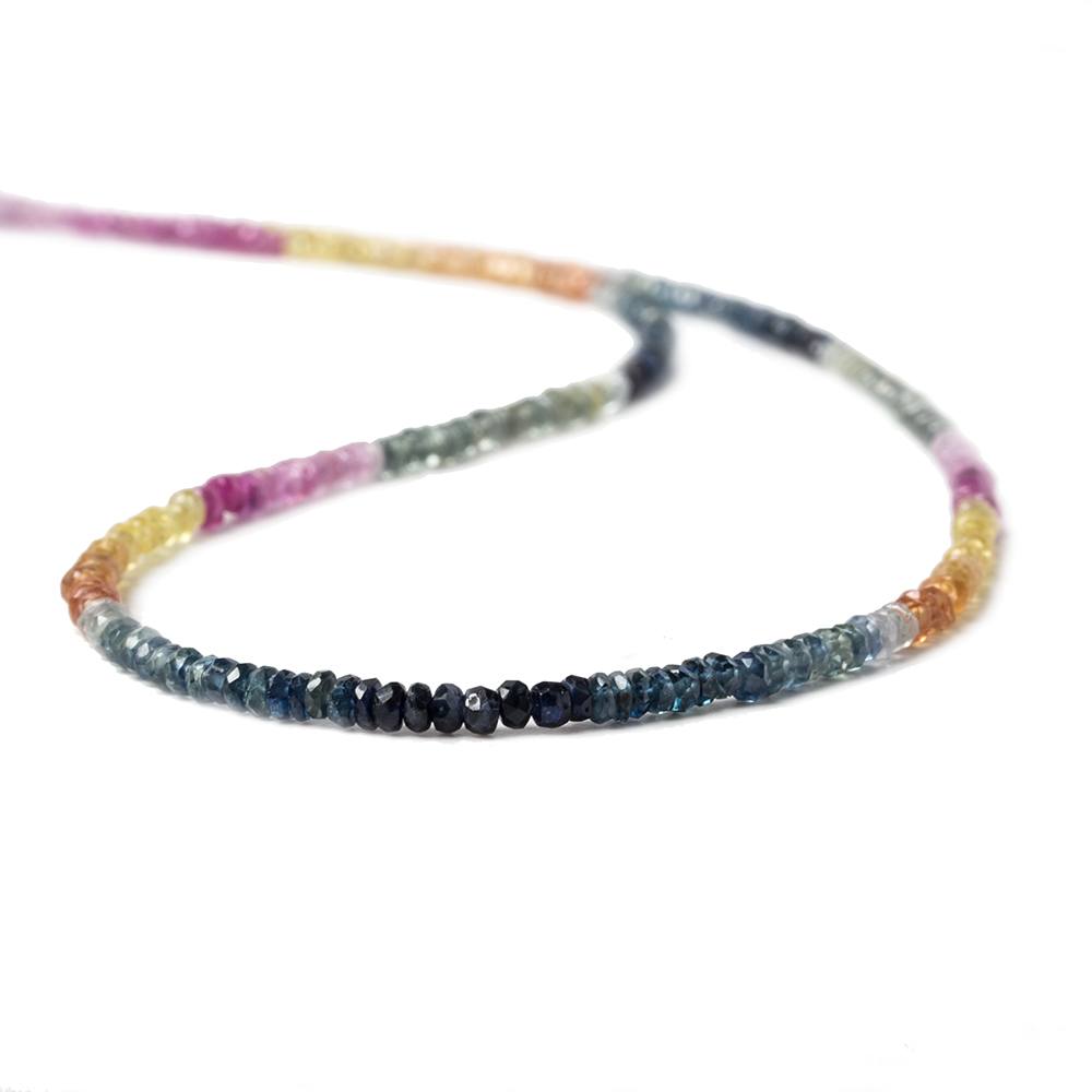 2.5mm Ruby and Sapphire Faceted Rondelle Beads 15 inch