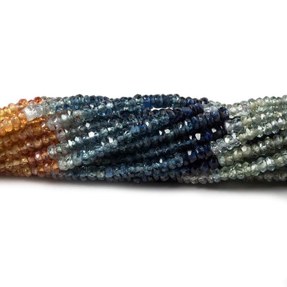 2.5mm Ruby and Sapphire Faceted Rondelle Beads 15 inch