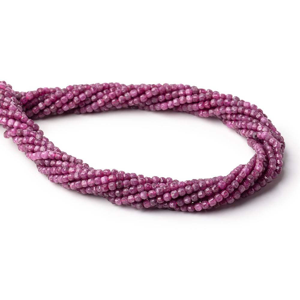 2.5mm Ruby Micro Faceted Cube Beads 15.25 inch 150 pieces