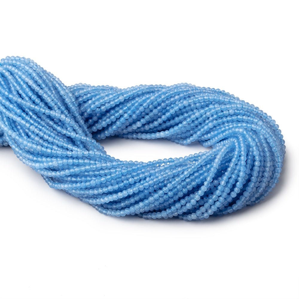 2.5mm Santorini Blue Chalcedony Micro Faceted Rondelles 12.5 inch 150 beads