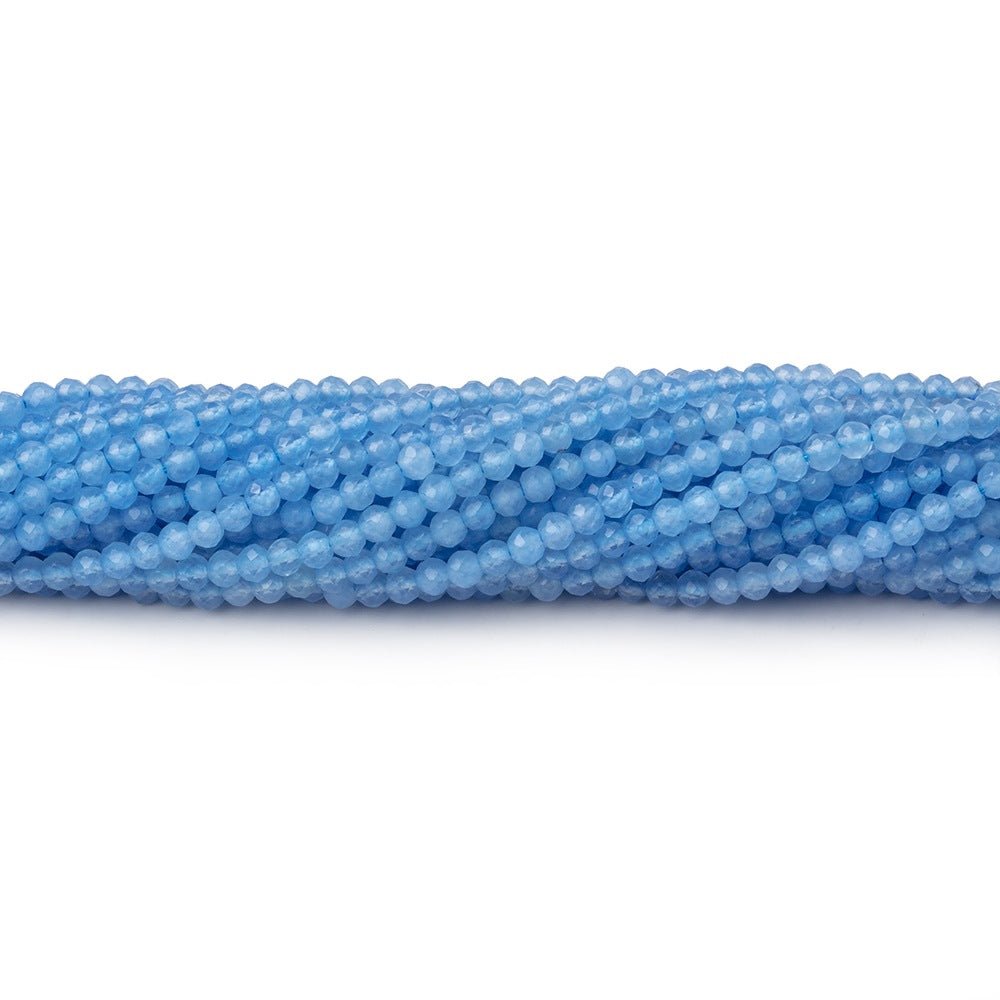 2.5mm Santorini Blue Chalcedony Micro Faceted Rondelles 12.5 inch 150 beads