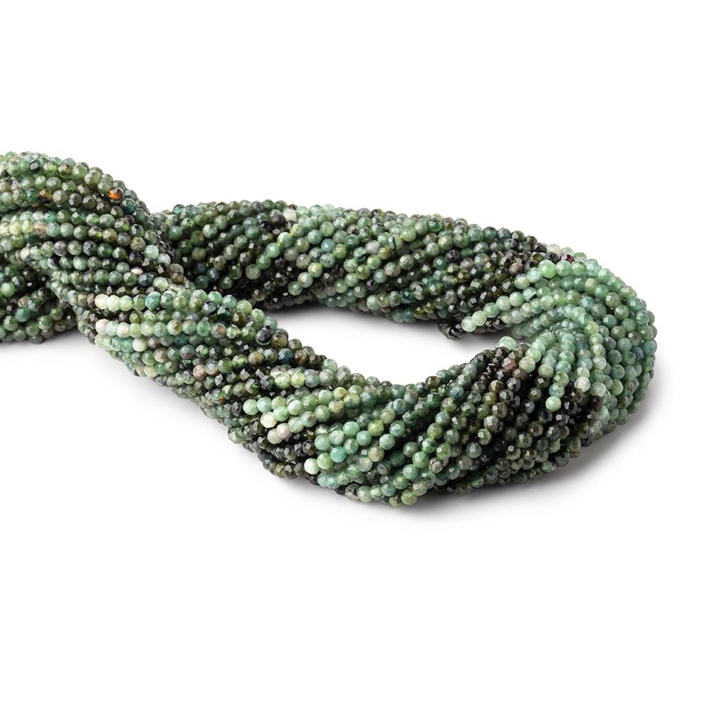 2.5mm Shaded Green Tourmaline Micro Faceted Round Beads 12.5 inch 138 pieces