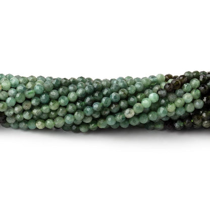 2.5mm Shaded Green Tourmaline Micro Faceted Round Beads 12.5 inch 138 pieces