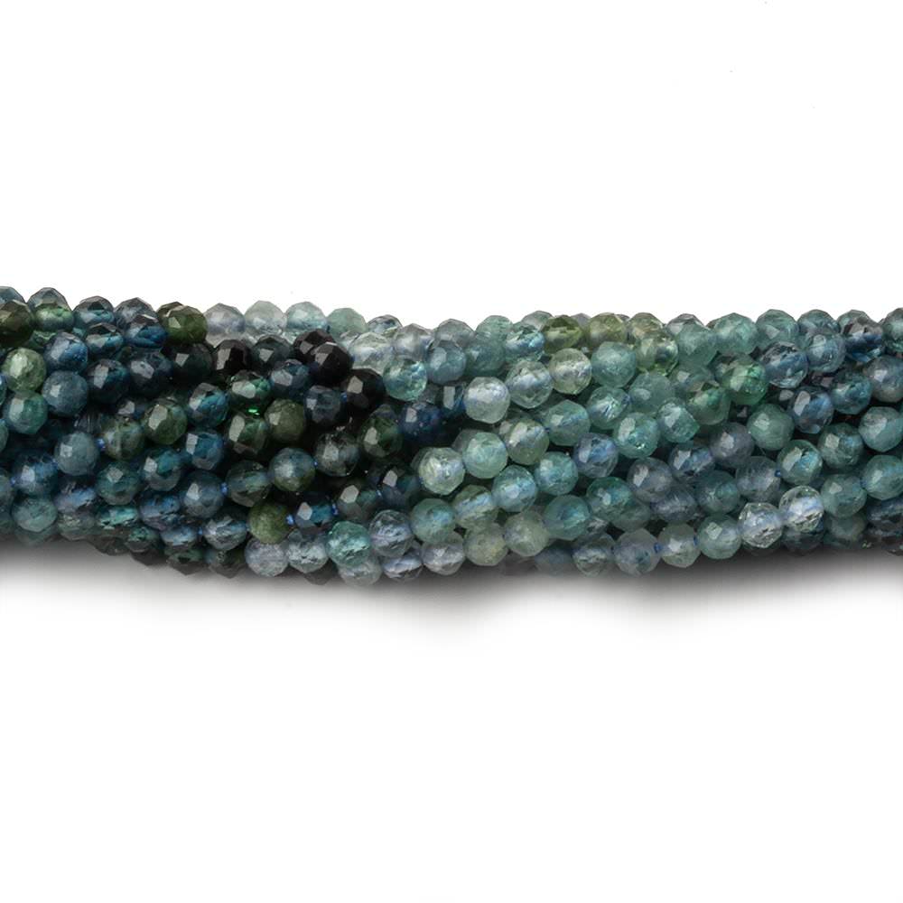 2.5mm Shaded Moss Aquamarine micro faceted rounds 12.5 inch 140 beads