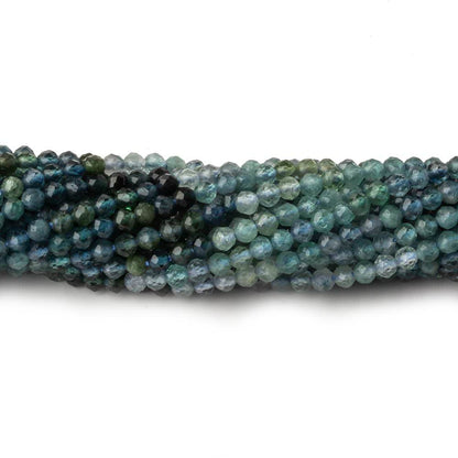 2.5mm Shaded Moss Aquamarine micro faceted rounds 12.5 inch 140 beads