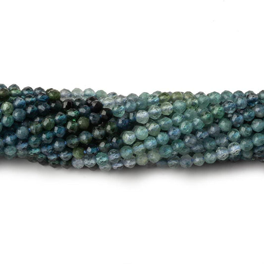 2.5mm Shaded Moss Aquamarine micro faceted rounds 12.5 inch 140 beads