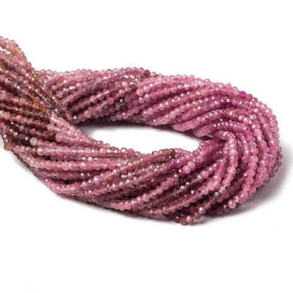2.5mm Shaded Pink Tourmaline Micro faceted rondelle beads 13 inch 155 pcs