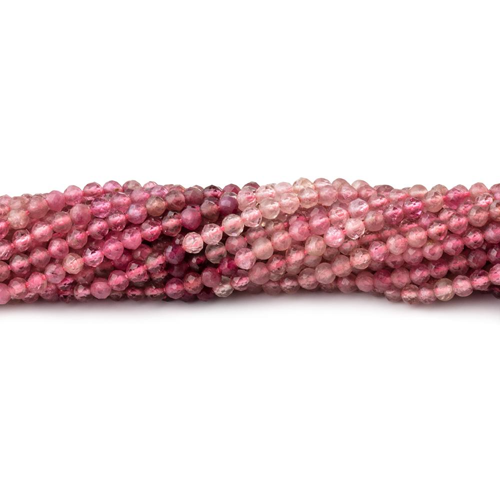 2.5mm Shaded Pink Tourmaline Micro Faceted Round Beads 13 inch 139 pieces AAA
