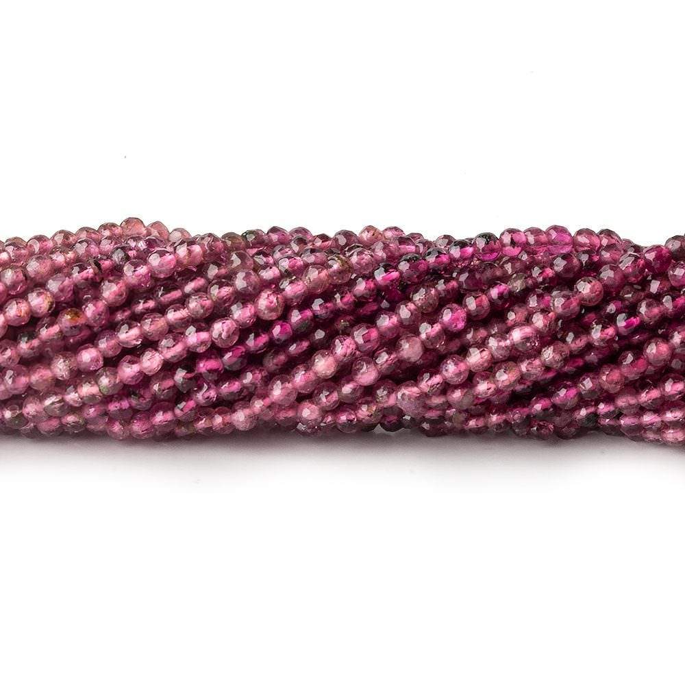 2.5mm Shaded Pink Tourmaline micro-faceted rounds 13 inch 175 beads