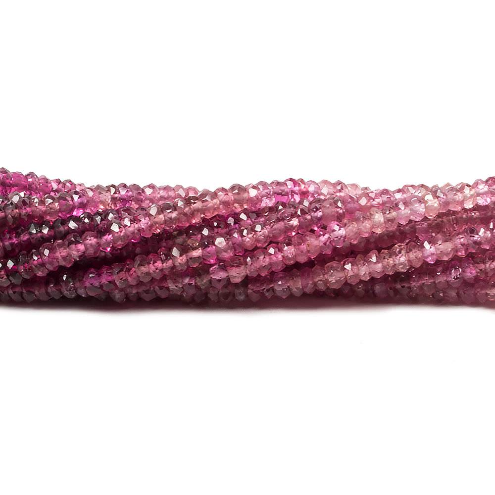 2.5mm Shaded Rubellite Tourmaline faceted rondelle beads 13 inch 210 pieces
