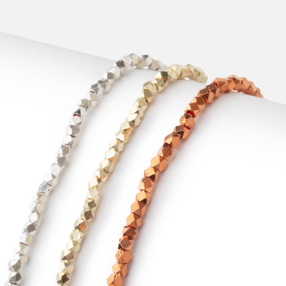 2.5mm Shiny Faceted Nugget Beads 8 inch 80 pieces