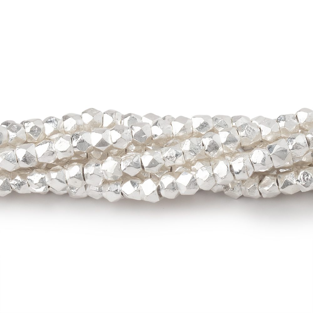 2.5mm Sterling Silver Faceted Nugget Beads 4 inch 42 pieces