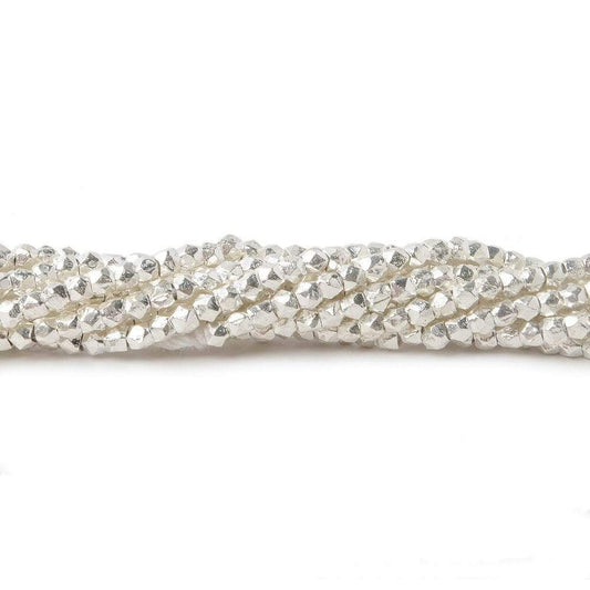 2mm Sterling Silver Faceted Nugget Beads 3.75 inch 50 pieces