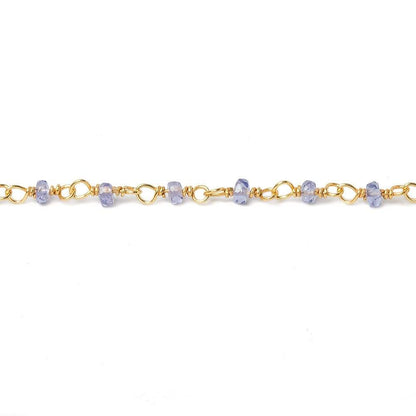 2.5mm Tanzanite faceted rondelle Vermeil Chain by the foot 44 beads