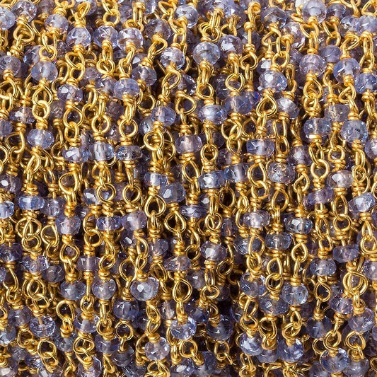 2.5mm Tanzanite faceted rondelle Vermeil Chain by the foot 44 beads